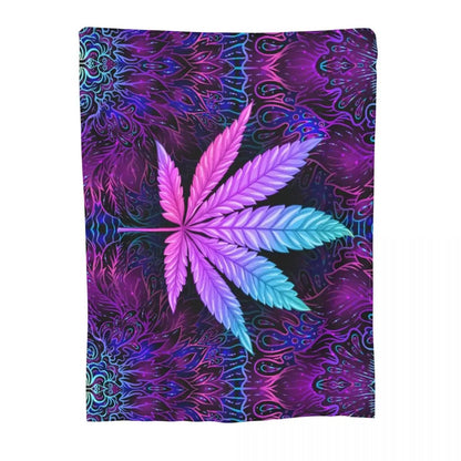 Manta de Tricô Folhas Neon, Manta Ultra Macia de Folha de Erva Daninha para Carro, Sofá, Divã, Colcha