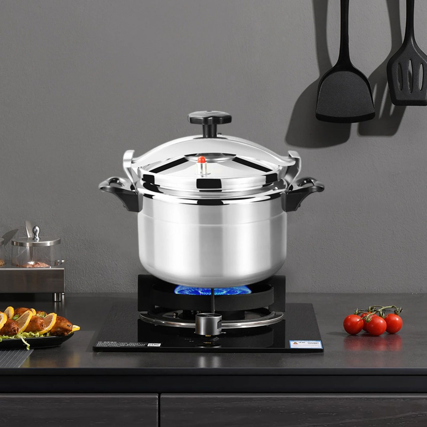 Panela de Pressão de Alumínio Compatível com Indução com Válvula de Mola Dispositivos de Segurança 3L/3.17Qt Capacidade Para Fogão Elétrico, a Gás