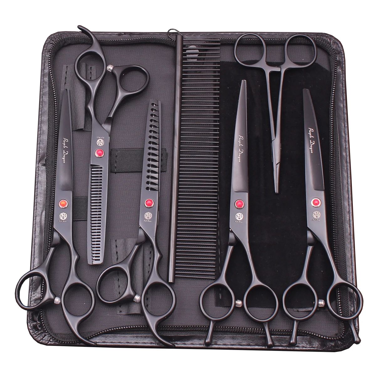 Kit de Tesouras para Tosa Purple Dragon 7" 6.5" de Aço Inoxidável para Pet Tesouras Curvas Tesouras Desbastadoras Tesouras Retas Chunker Z3002
