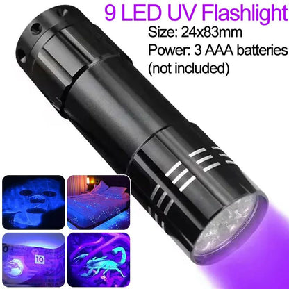 365/395nm UV Flashlight Zoomable Ultra Violet Torch Ultraviolet Lights for Pet Urine Stains Scorpions Fluorescent Agent Detector