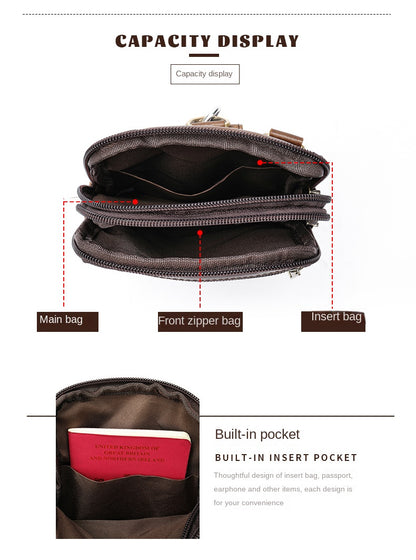 New Men's Cow Leather Chest Bag Man Small Shoulder Casual Male Crossbody Waist Bag