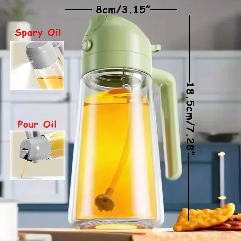 2 in 1 Pour Spray Sprayer Bottle for Kitchen Oil Sprayer Cooking 17oz/500ml Plastics Bottle Food-grade Oil Mister for Air Fryer