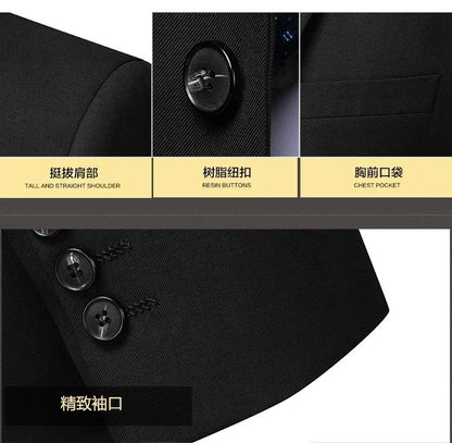 Suit 8XL (Blazer + Trousers) Men Korean Version of The Youth Elegant Fashion Simple Casual Gentleman Best Man Suit 2 Piece Suit