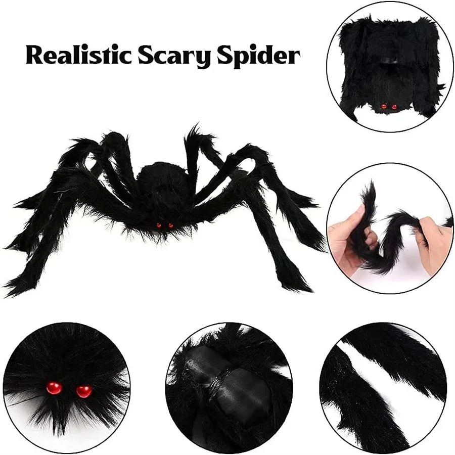 Teia de Aranha Gigante Preta Assustadora de Halloween Decoração de Halloween para Casa Bar Adereços de Casa Assombrada Decoração Externa de Feriado
