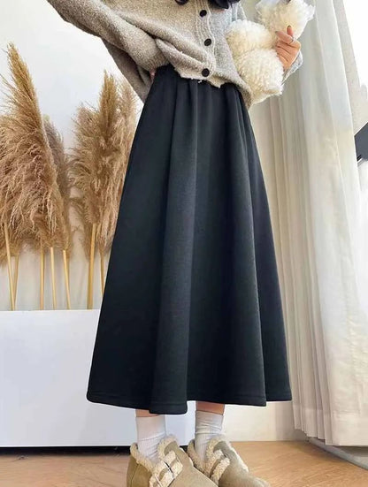Smvp High Quality Knitted Long Skirt Women Autumn Winter Thick Warm A-Line Skirt Female Solid Casual Wild High Waist Skirts