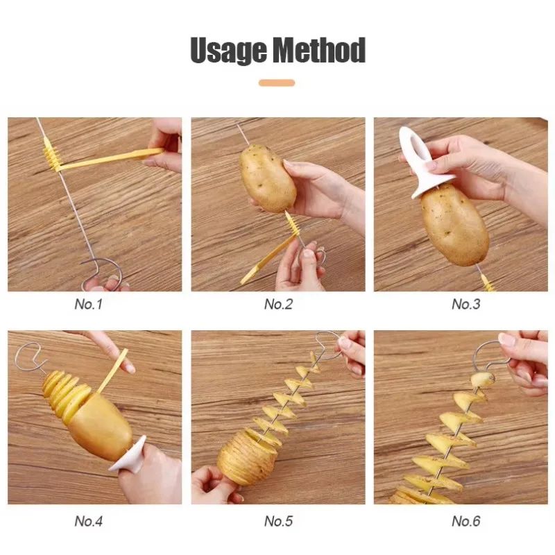 Cortador Espiral de Batata Whirlwind Máquina de Fazer Batata em Torre Fatiador de Vegetais Ferramentas Criativas para Legumes Acessórios de Cozinha Utensílios