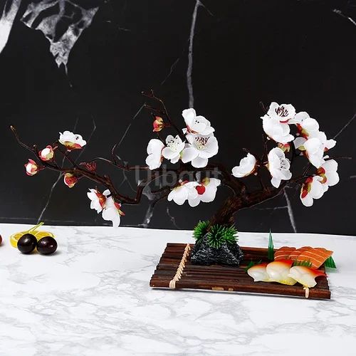 Bandeja de prato para frutos do mar, Barco de Sushi, Plantas de Flores Decorativas, Concepção Artística, Pequeno Ornamento Decorativo, Flor de Pêssego Criativa