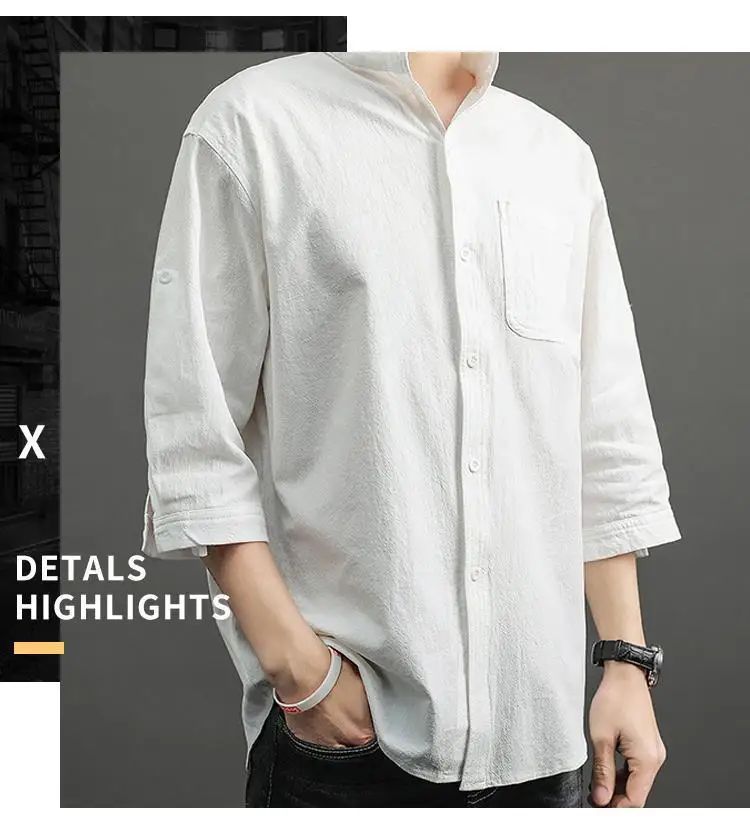 Casual Linen Cotton Shirt Men's Loose Sleeveless Top Chinese Style Autumn Outerwear Comfortable Breathable Men's Casual Shirt