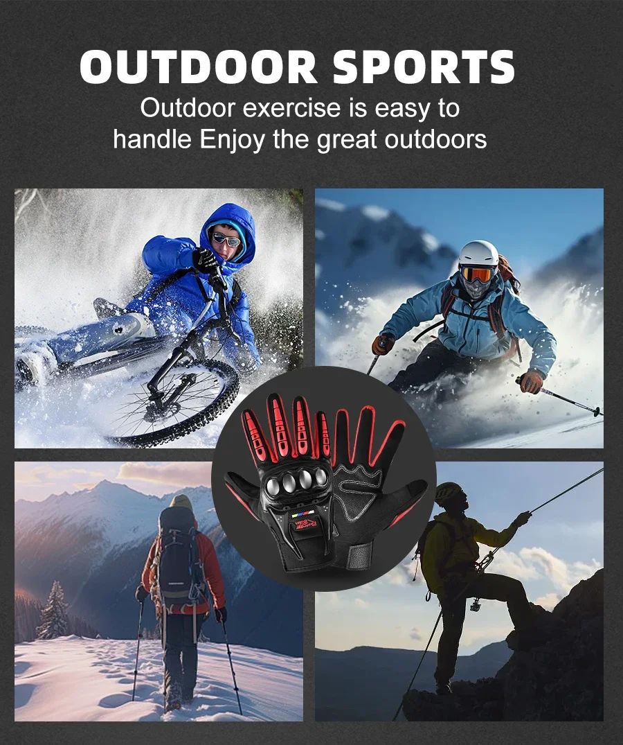 Luvas de Motocicleta de Inverno de Dedo Completo Antiderrapantes Resistentes ao Desgaste para Off-Road Luvas de Corrida de Motocicleta Quentes com Tela Sensível ao Toque Luvas de Ciclismo