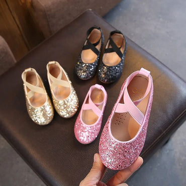 2025 Girls Ballet Flats Dance Party Girls Shoes Fashion Crystal Shoes Bling Princess Performnce 5-12 Years Kids Shoes CSH1173