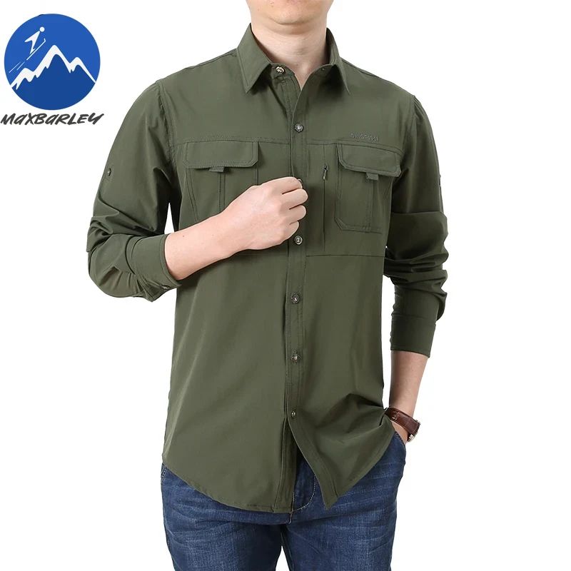 Summer Jacket Upf 50+ Sun Protection Fishing Shirts Men's Quick Dry Long Sleeve Shirts Mesh Breathable Hiking Work Cargo Shirts