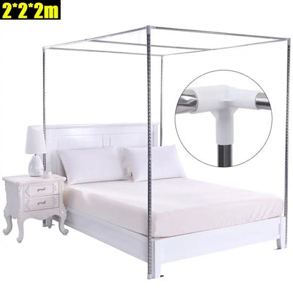 Detachable Mosquito Net Frame?Silver Rust-proof Stainless Steel Bedding Canopy Frame?for 4 Corner Bed for Twin/Full Size Bed