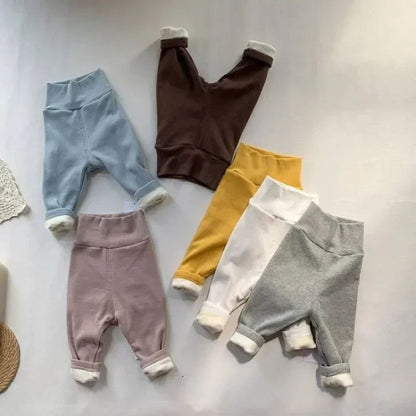 0-5Y BABY Clothes Casual Pants Autumn Winter Kids Warm Pants Boy Girls One Piece Fleece Trousers Outer Wear Sports Trousers