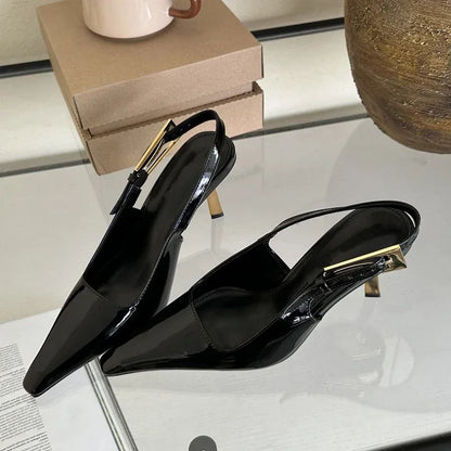 Aneikeh 2025 Verão Nova Banda Feminina Scarpins Sapatos Moda Raso Slip On Sandálias Slingback Salto Fino Alto Vestido Sapatos Sexy