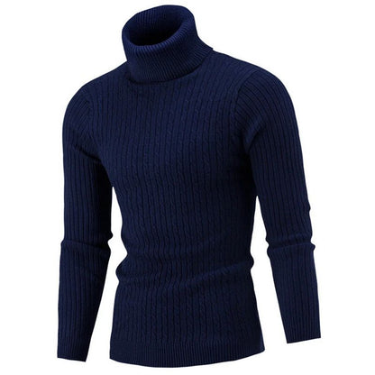 2025 Men's Warm Sweater Long Sleeve Turtleneck Sweater Retro Knitted  Pullover Sweaters