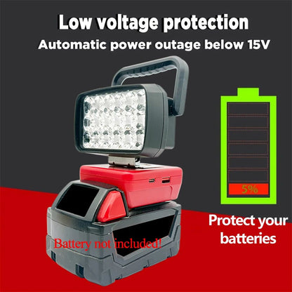 Para Makita Para Milwaukee Para Dewalt Para M18 Para Bosch Bateria de Lítio Estojo Banco de Potência USB Lanternas Holofote Luzes de Trabalho Lâmpada