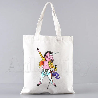 Freddie Mercury Tote Bag Unisex Canvas Bags Shopping Bags Printed Casual Shoulder Bag Foldable