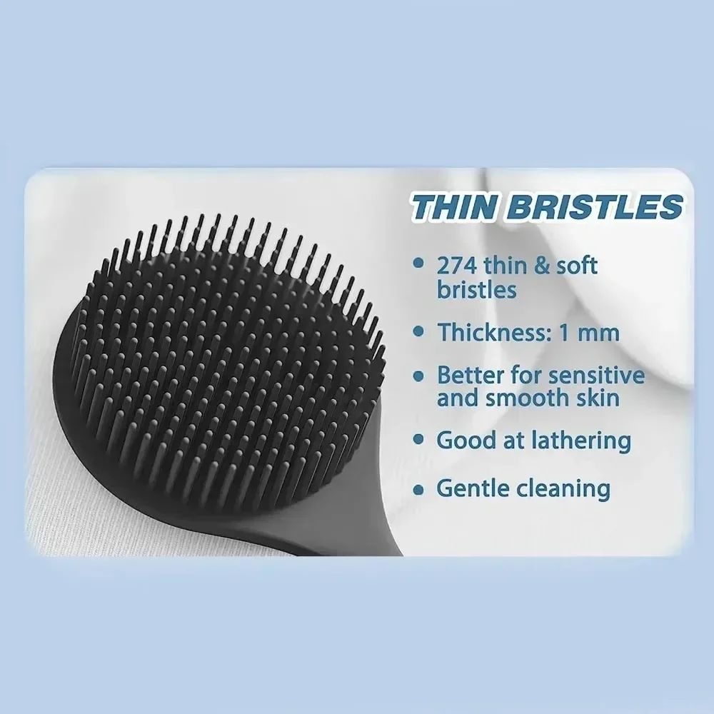 Double Sided Bath Brush Bath Puff Set Back Silicone Body Scrubber Silicone Long Handle Design for Body Exfoliation Deep Cleaning