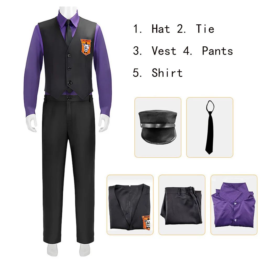 Anime William Afton Cosplay Costume FNaF Purple Guy Costume Five Nights /at Freddy's Doujin Outfit Halloween Party Clothes