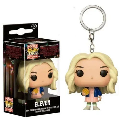 FUNKO POP Dustin Barb ELEVEN com Eggos Demogorgon Chaveiro Brinquedos Boneco Colecionável Modelo Bonecos de Vinil Chaveiro Brinquedo