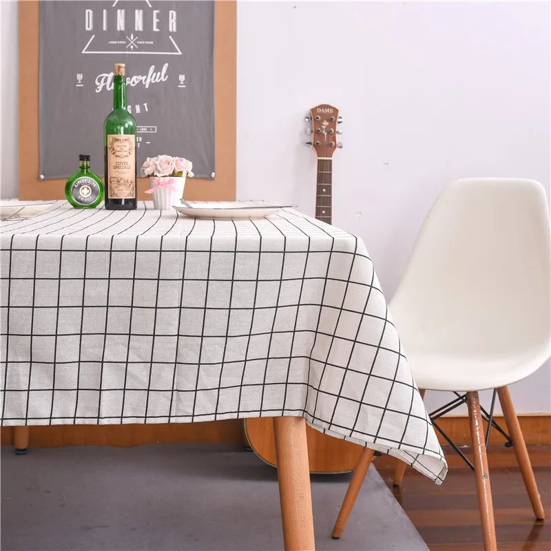 Table Cloth for Home Linen Cotton Plaid Stripe Dining Tablecloth Kitchen Decorative Rectangular Coffee Cuisine Party Table Cover
