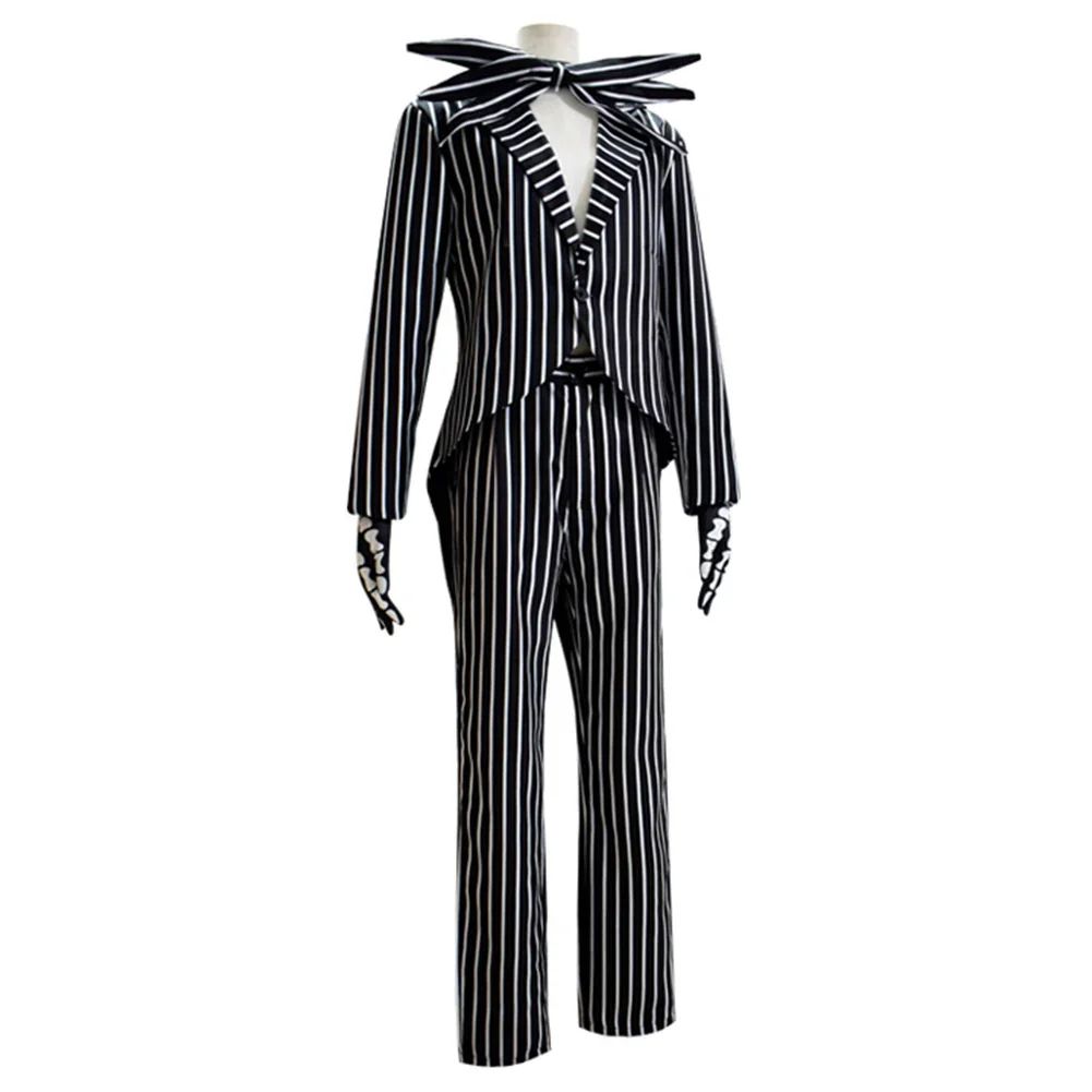 Jack Cosplay Skellington Cosplay Costume for Adult Men Fantasia Jacket Pants Outfit Man Halloween Carnival Party Disguise Suit
