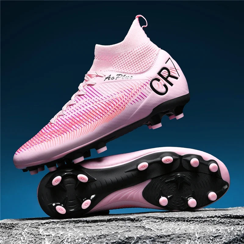 New Men Soccer Shoes Long Spikes Outdoor Sport Training Football Boots Cleats Adult Non Slip Boys Breathable Match Comfortable