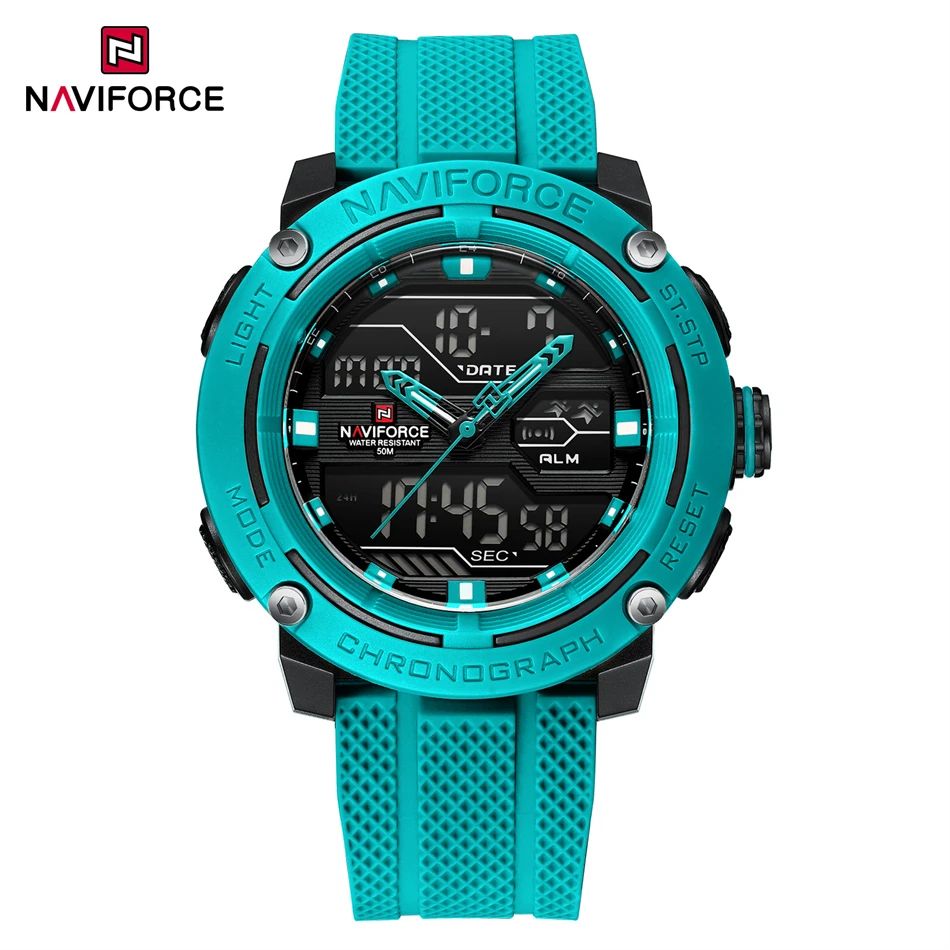 NAVIFORCE Sport Watch for Men Waterproof Dual Display Quartz Wristwatch Mens Digital Date Clock Military Stopwatch Reloj Hombre