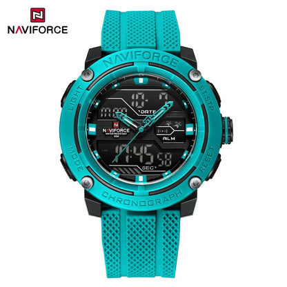 NAVIFORCE Sport Watch for Men Waterproof Dual Display Quartz Wristwatch Mens Digital Date Clock Military Stopwatch Reloj Hombre