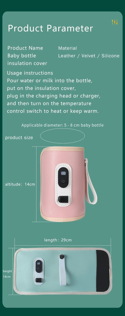 USB Baby Milk Bottle Thermal Bag Universal Digital Display Nursing Bottle Heater Portable Baby Milk Heat Keeper for Traveling