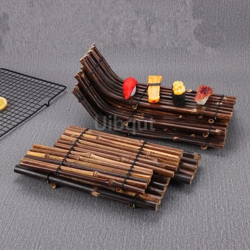 Japanese Korean fence plate Cuisine Sushi Boats Bamboo Creative Exquisite Sushi Tools Vintage bamboo sushi dish bamboo fence
