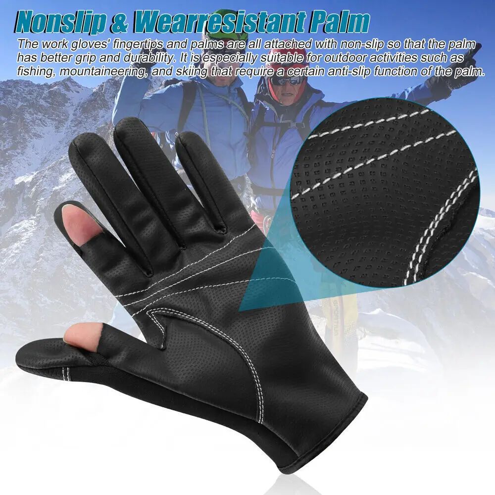 Luvas de Pesca Sem Dedos de Inverno para Homens Mulheres Luvas de Ciclismo Quentes à Prova de Vento com Tela Sensível ao Toque para Clima Frio