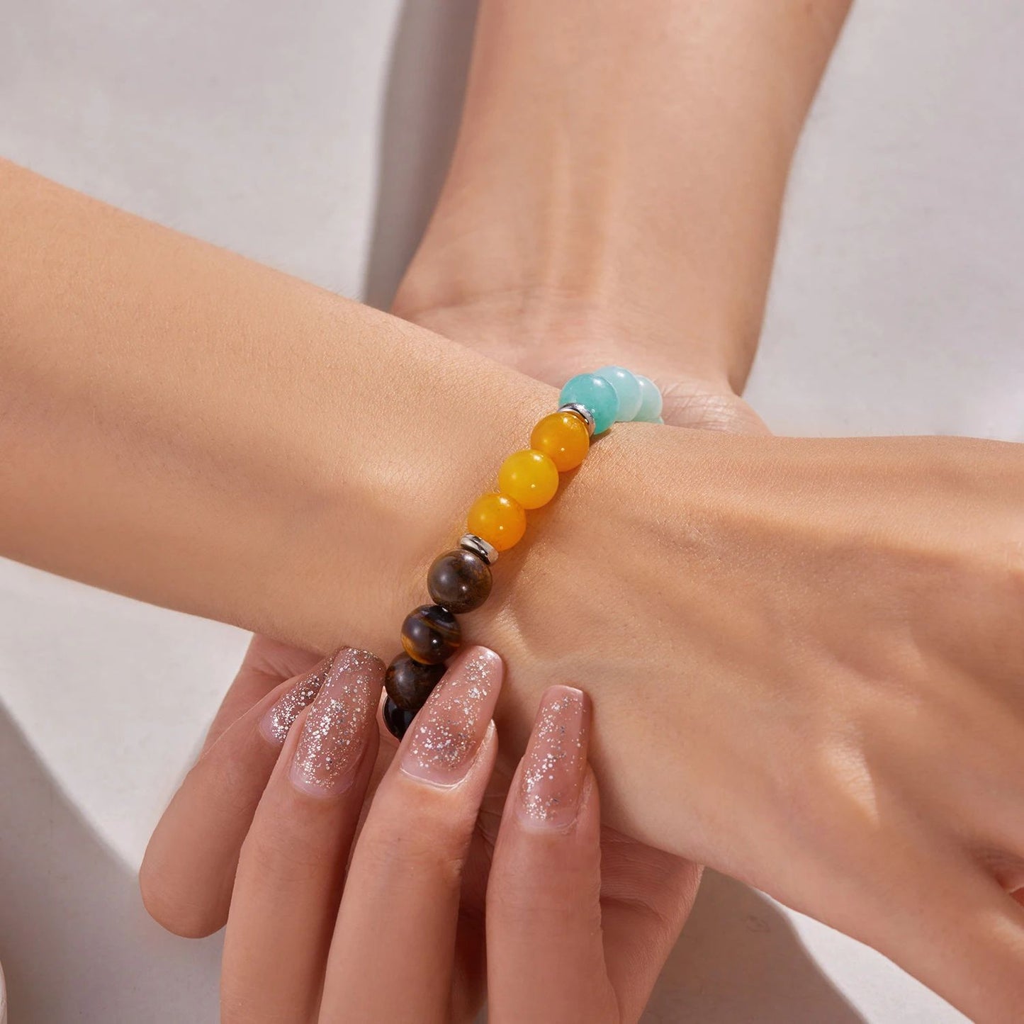Pulseira de Contas de Pedra Natural Simbólica Feminina Masculina Alívio da Ansiedade Proteção Dinheiro Espiritual Joia do Amor-Próprio