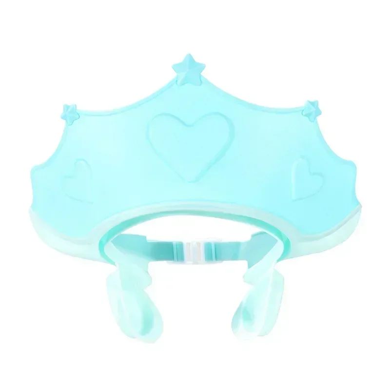 Chapéu de banho de borracha macia ajustável à prova d'água para bebês, proteção auricular infantil, xampu seguro para crianças, chapéu de bebê padrão coroa