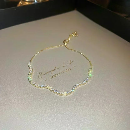 Pulseira de Tulipa de Opala Requintada com Zircônia para Mulheres Acessório Diário Personalizado da Moda Joias para Festas Presentes de Aniversário
