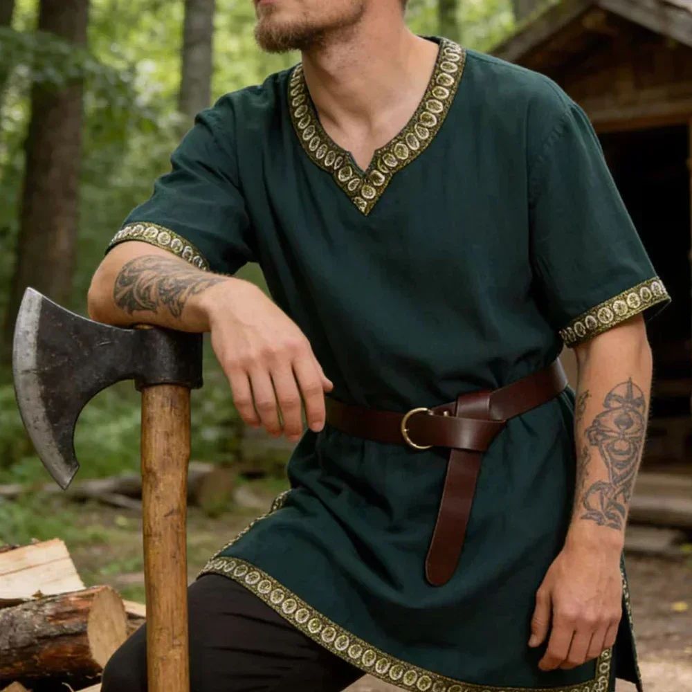 Knight Cosplay Medieval Costume Tunic Halloween Costumes for Men Adult Viking Pirate Disguise Fancy Clothing Carnival Shirts