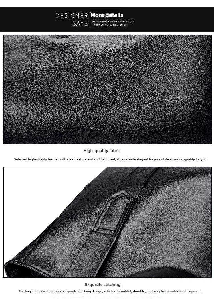 Female Big Soft Leather Satchel Bag Classic Solid Color Simple Casual Large Capacity Tote Single Shoulder Bag Purses and Handbag