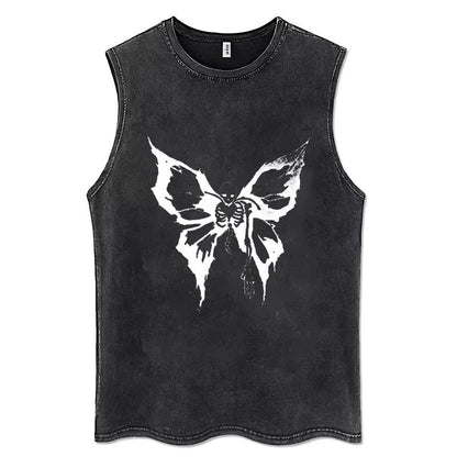 2025 Gothic Washed American Vintage Tank Tops Man Sleeveless Shirt Summer New Trendy Y2k Clothes Casual Gym Vest Oversized