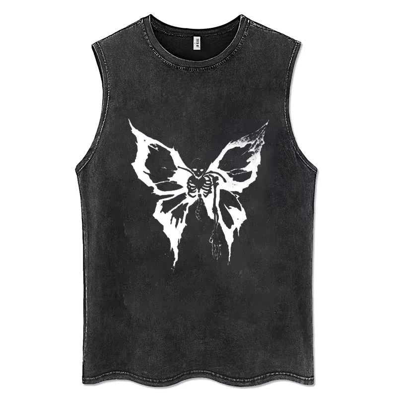 2025 Gothic Washed American Vintage Tank Tops Man Sleeveless Shirt Summer New Trendy Y2k Clothes Casual Gym Vest Oversized