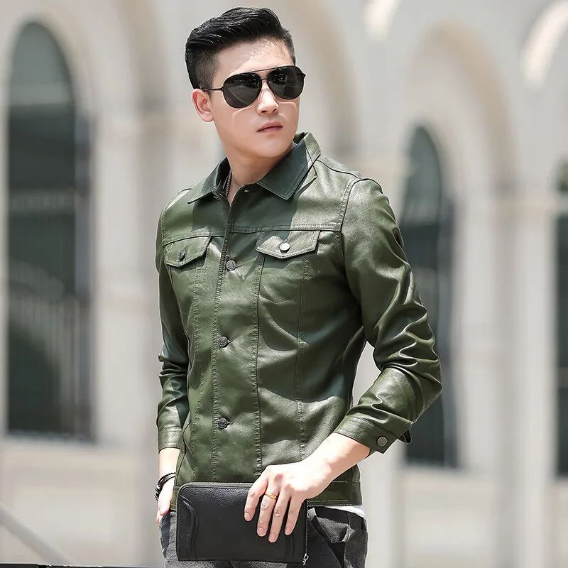 High Quality Men's PU Leather Jacket Male Slin Casual Jacket Korean Trend Slim Fit Handsome Youth Leather Coat Business Jackets