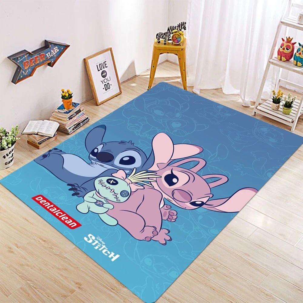 MINISO Disney Cartoon Carpet Stitch Pattern Non Slip Rugs for Kids Bedroom Bedside Home Decor Baby Crawling Floor Mats Washable