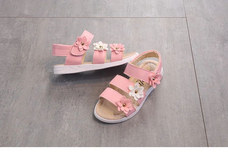 Girls Sandals Gladiator Flowers Sweet Soft Children Beach Shoes Kids Summer Floral Sandals Princess Fashion Cute High Quality