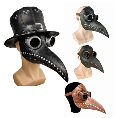 PU Leather Plague Doctor Mask Medieval Steampunk Bird Beak Face Halloween Cosplay Prop Vintage Gothic Costume Wholesale