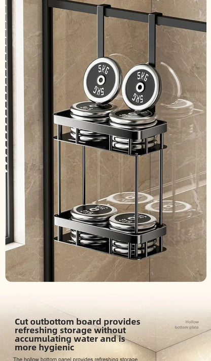 Cesto de Ducha Sem Furo | Cesto Organizador de Porta de Vidro para Banheiro | Suporte para Toalhas para um Espaço de Banho Conveniente