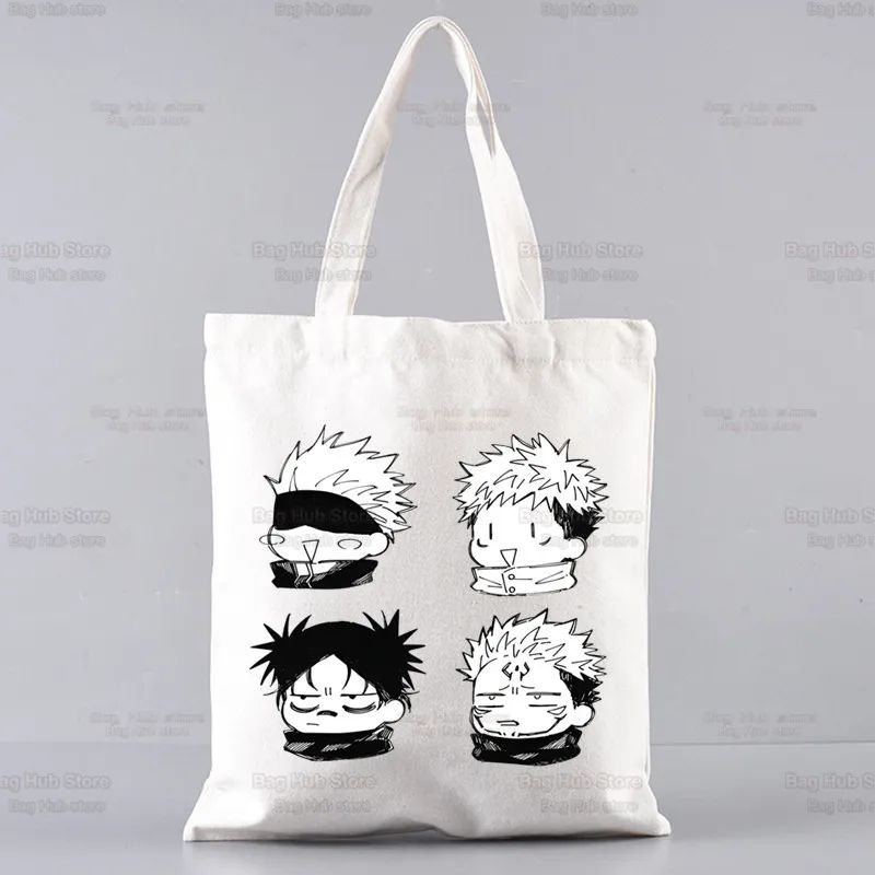 Gojo Satoru Jujutsu Kaisen Otaku Women Men Handbags Canvas Tote bags Reusable Cotton High capacity Shopping Bag