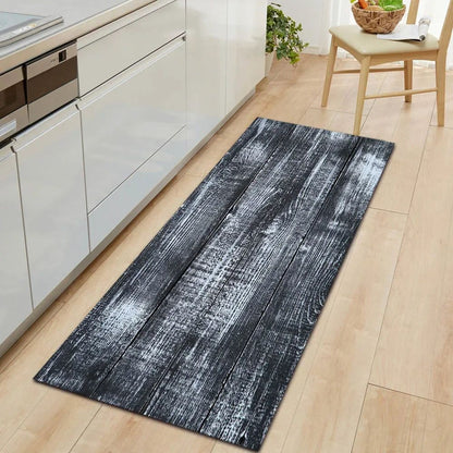 1Pcs Modern Simple Wood Pattern Print Floor Mat Kitchen Bathroom Entrance Non-slip Door Carpet Home Decoration