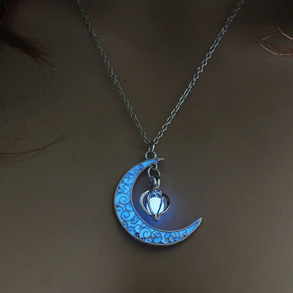 Colar com Pingente de Lua Luminosa para Meninas Adolescentes Colar Gargantilha Brilha no Escuro Joias Presentes ????????