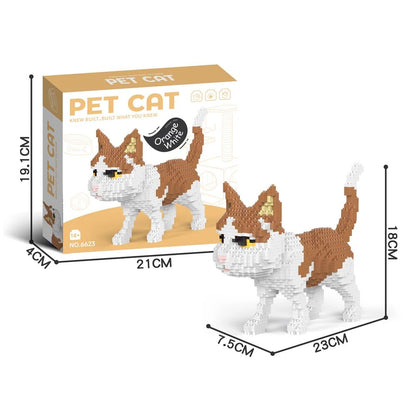 Knew Built Quatro estilos de micropartículas expressivas de blocos de montar de mini-gatos, modelos de laranja e vaca, os favoritos dos entusiastas de animais de estimação