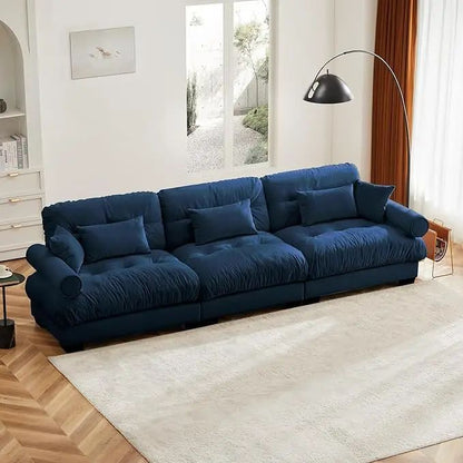 Velvet Modular Sectional Sofa Couch with Armrest And Pillows Large Comfy Living Room Furniture 94 Inch