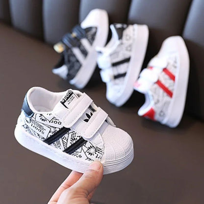 Children's Sneakers Kids Fashion Design White Non-slip Casual Shoes Boys Girls Hook Breathable Sneakers Toddler Outdoor Shoes